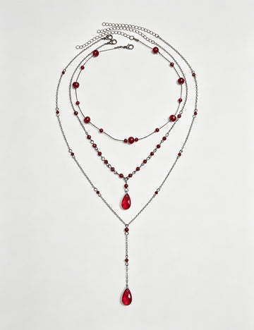 Crystal Teardrop Bead Layered Y-Lariat Necklace 6W6JNC883