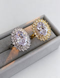 Luxury Oval Rhinestone Gold Plated Open Ring 6W6JRG379