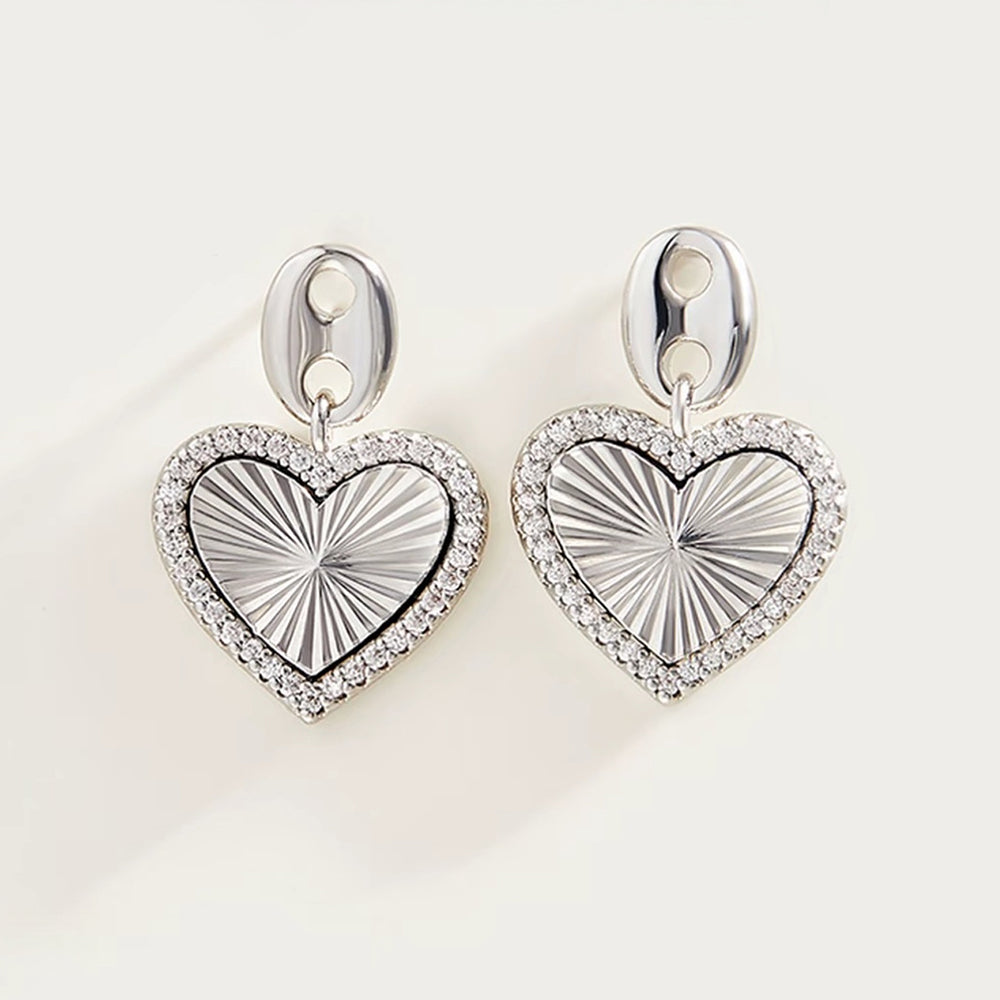 Rhinestone Heart Drop Earrings - DippedShop Wholesale - #4643
