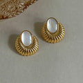 Natural Tiger's Eye Shell Shape Stud Earring 6W6JER568