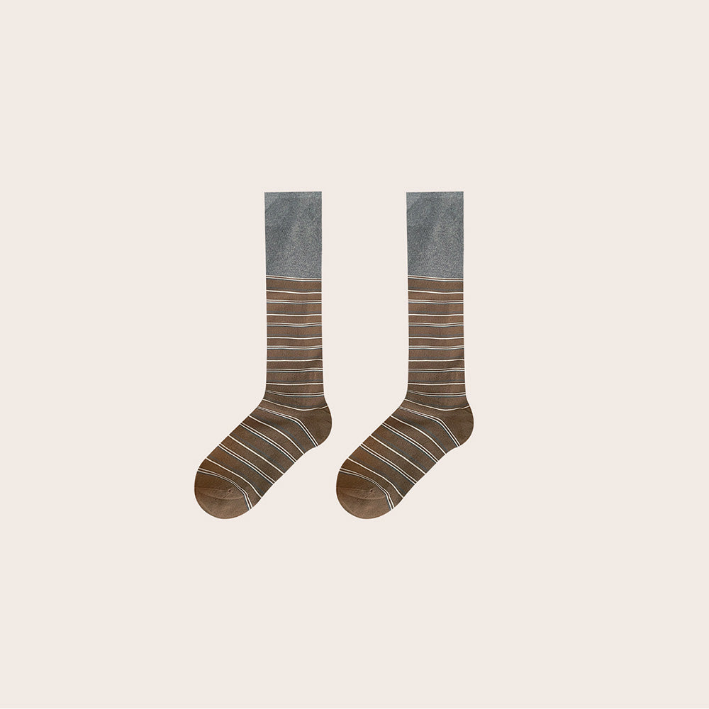 Retro Color Contrast Warm Mid-Calf Socks 6W8FSO819