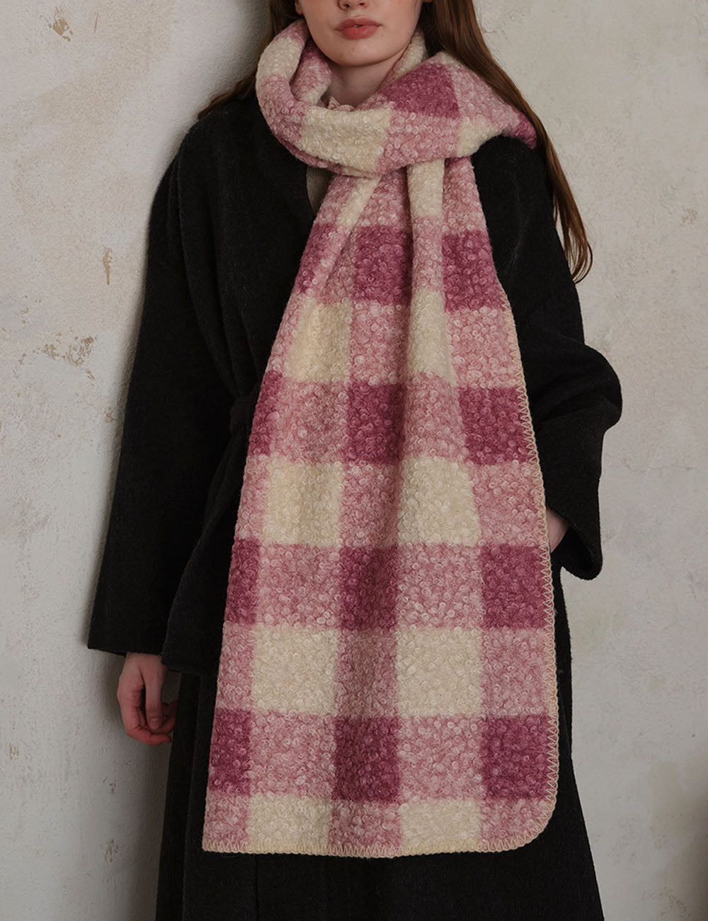Plaid Sherpa Fleece Scarf - DippedShop Wholesale - #7539