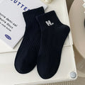 Letter Embroidery Knit Socks - DippedShop Wholesale - #5267