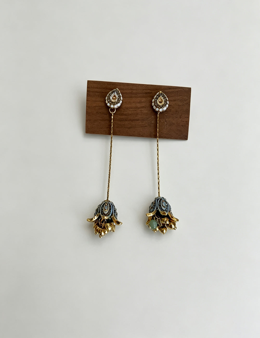 Boho Style Enamel Rhinestone Flower Dangle Earrings 6W6JER746