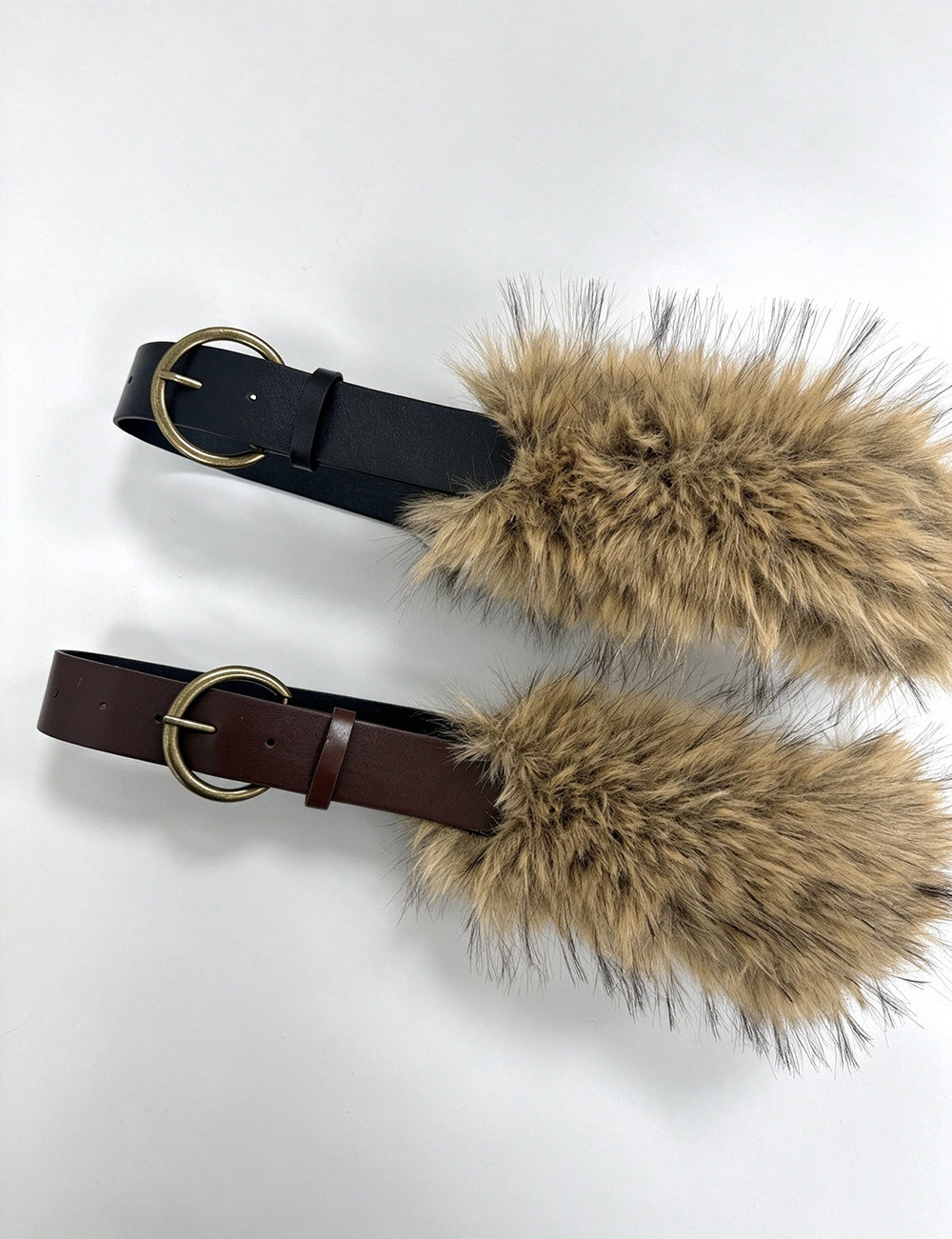 Punk Style Fur Leather Wide Waist Belt 6W6JBT209