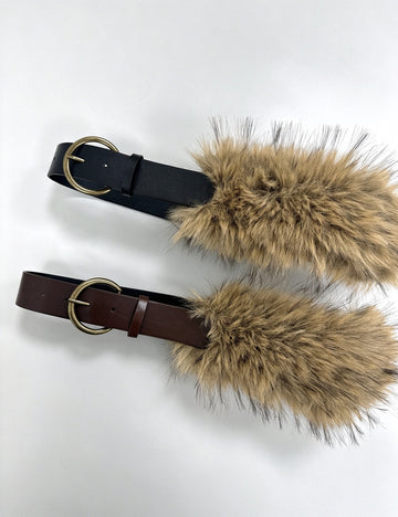 Punk Style Fur Leather Wide Waist Belt 6W6JBT209