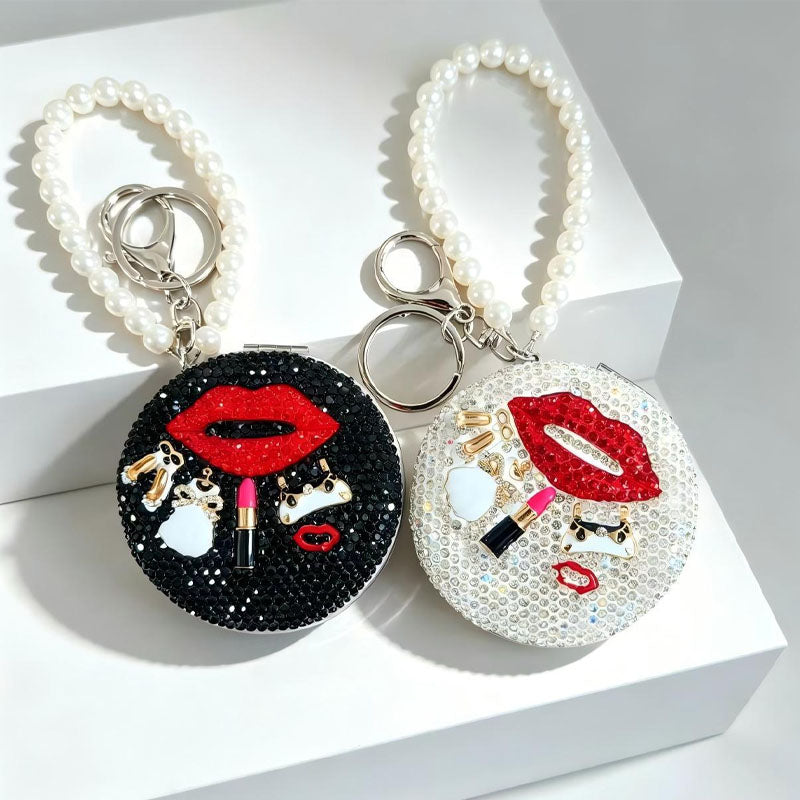 Rhinestone Lip Mirror Keychain - DippedShop Wholesale - #1315