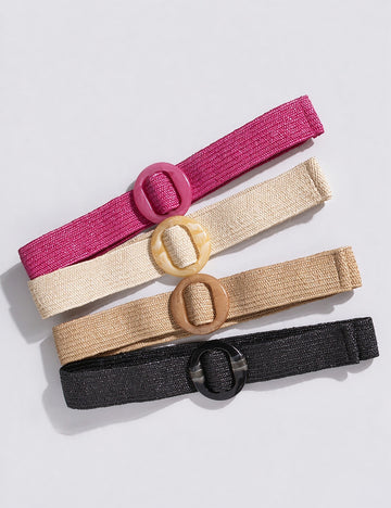 Boho-Style Solid Color Straw Weave Belt 6W6JBT205