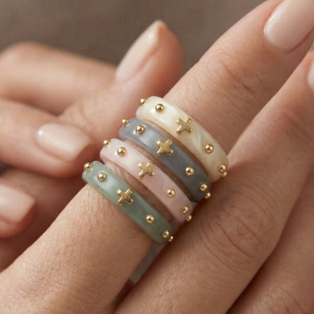 Resin Cross Bead Ring - DippedShop Wholesale - #8819