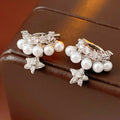 Luxury Layered Zircon Pearl Star Huggie Earrings 6W6JER767