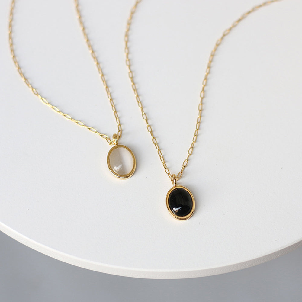 Vintage Oval Gemstone Pendant Choker Necklace 6W6JNC1082