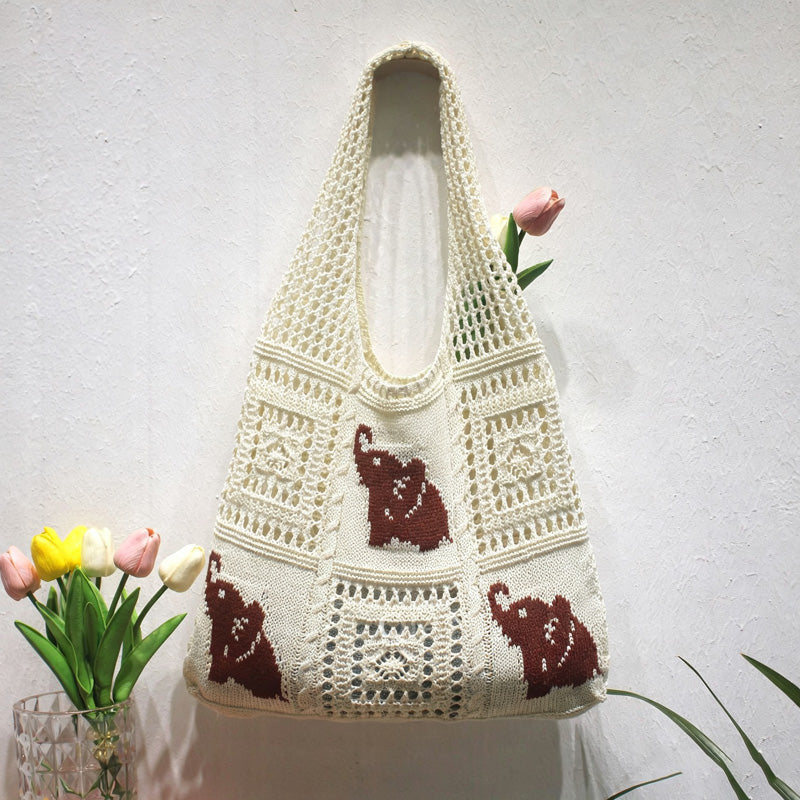 Casual Hollow Out Elephant Print Handbag 6W10BBG1773