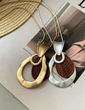Boho-Style Gold Plated Wood Pendant Necklaces 6W6JNC660