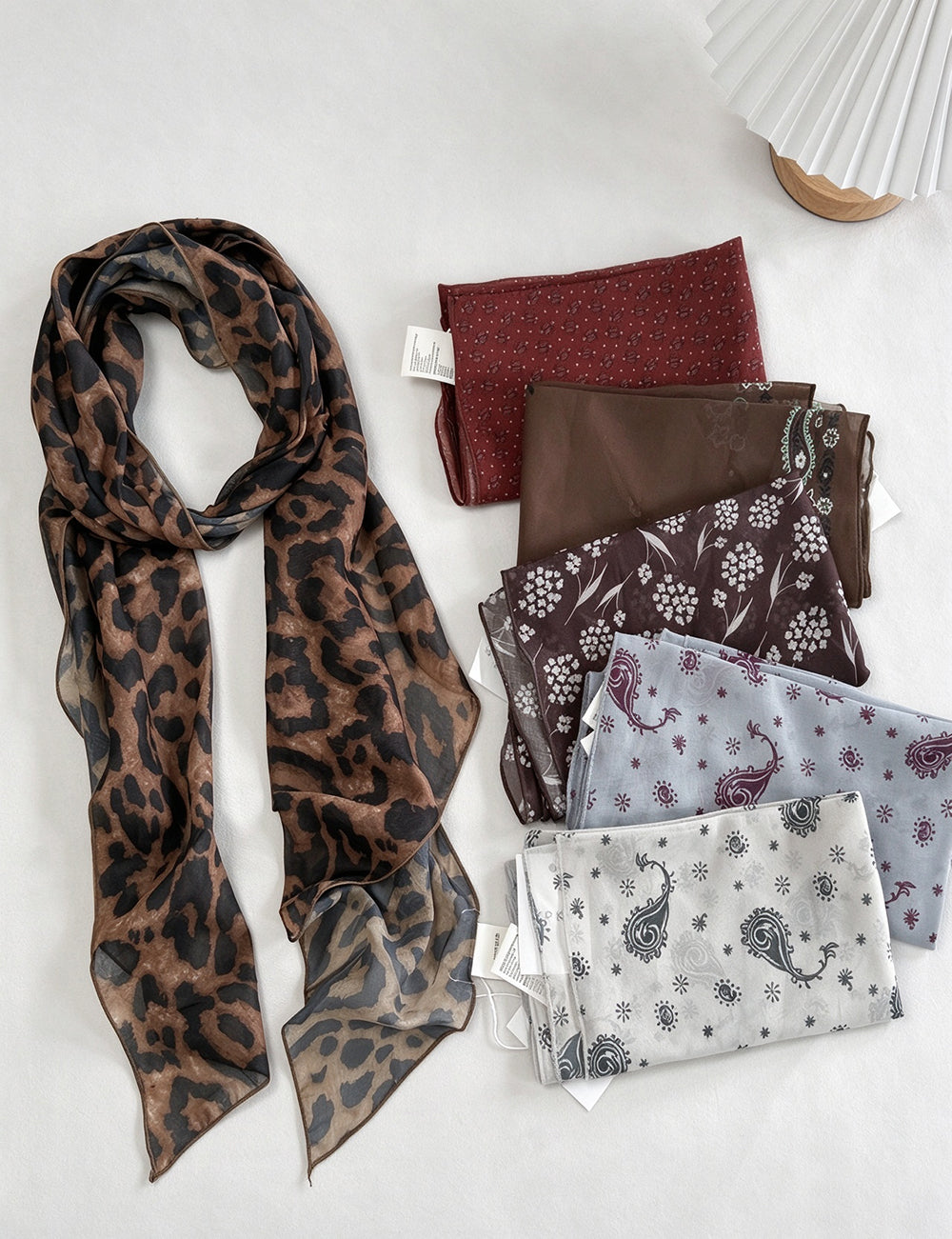 Vintage Leopard Print Polka Dots Long Silk Scarf 6W6NSC220