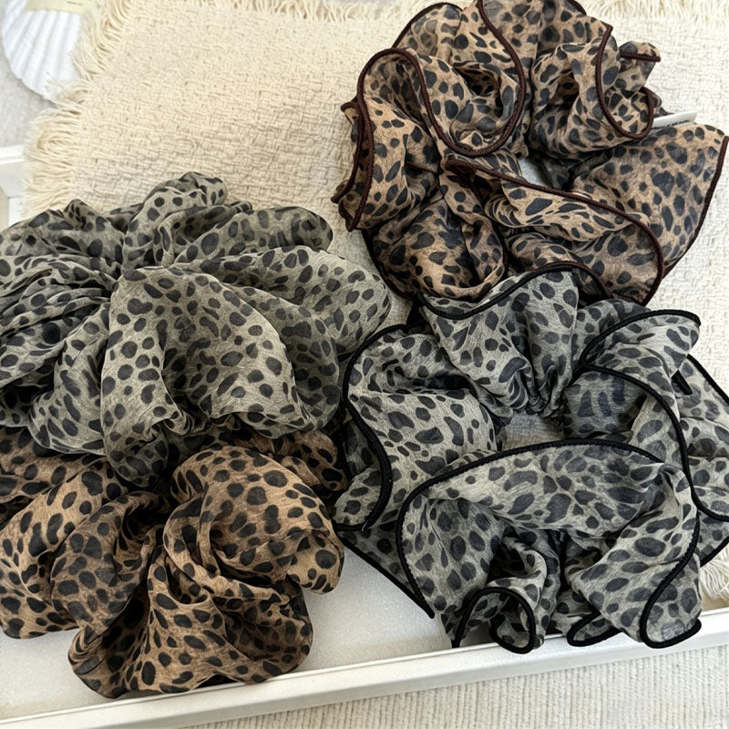 Retro Leopard Print Organza Hair Scrunchies 6W6HSR376