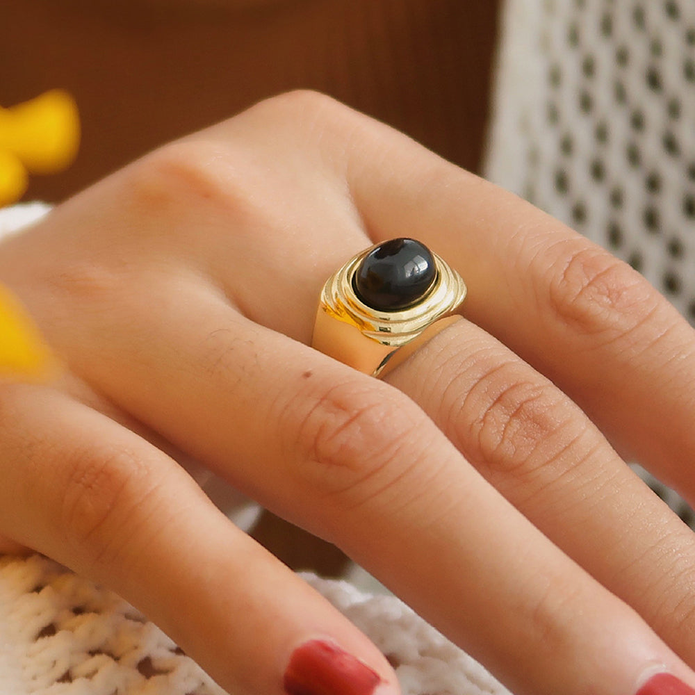 Chunky Oval Gemstone Ring - DippedShop Wholesale - #2867