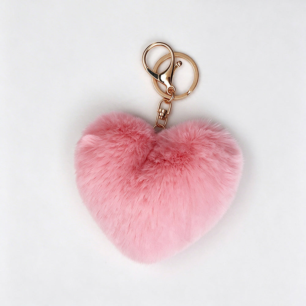 Faux Fur Heart Keychain - DippedShop Wholesale - #0755