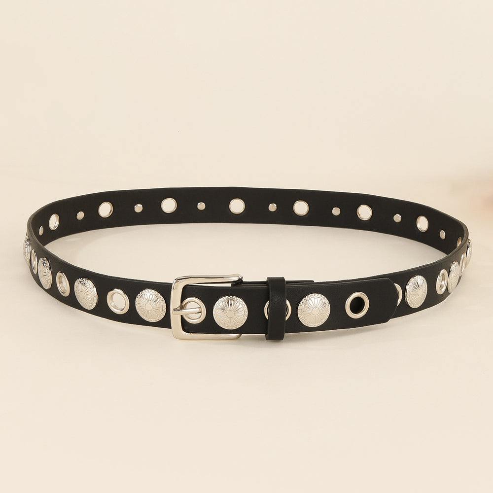 Punk Style Metal Disc Hollow Waist Belt 6W6JBT231