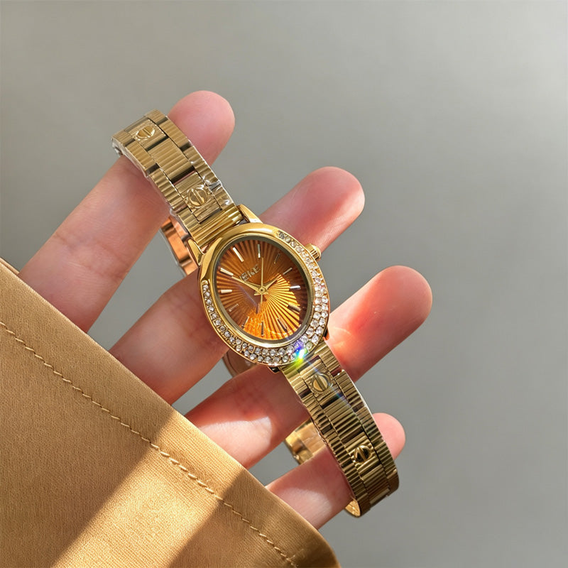 Rhinestone Oval Quartz Watch - DippedShop Wholesale - #8723