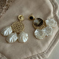 Trendy Floral Natural Shell Tassel Stud Earrings 6W6JER565