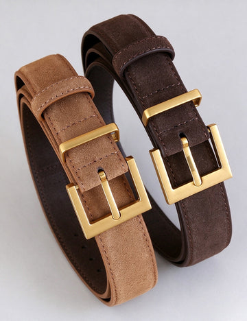 Simple Solid Color Faux Suede Wide Belt 6W6JBT220