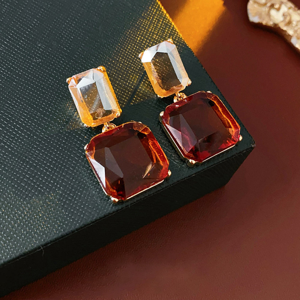 Fashion Transparent Rectangle Crystal Drop Earrings 6W6JER713