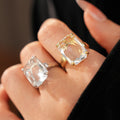 Chunky Square Cubic Zirconia Open Ring 6W6JRG361