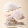 Fluffy Faux Fur Open-Toe Indoor Slippers 6W8FSP282