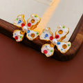 Elegant Colorful Rhinestone Flower Pearl Earrings 6W6JER824