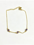 Simple Gold Plated Cubic Zirconia Chain Bracelet 6W6JBR356