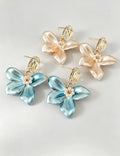 Pearlescent Enamel Flower Drop Earrings 6W6JER789