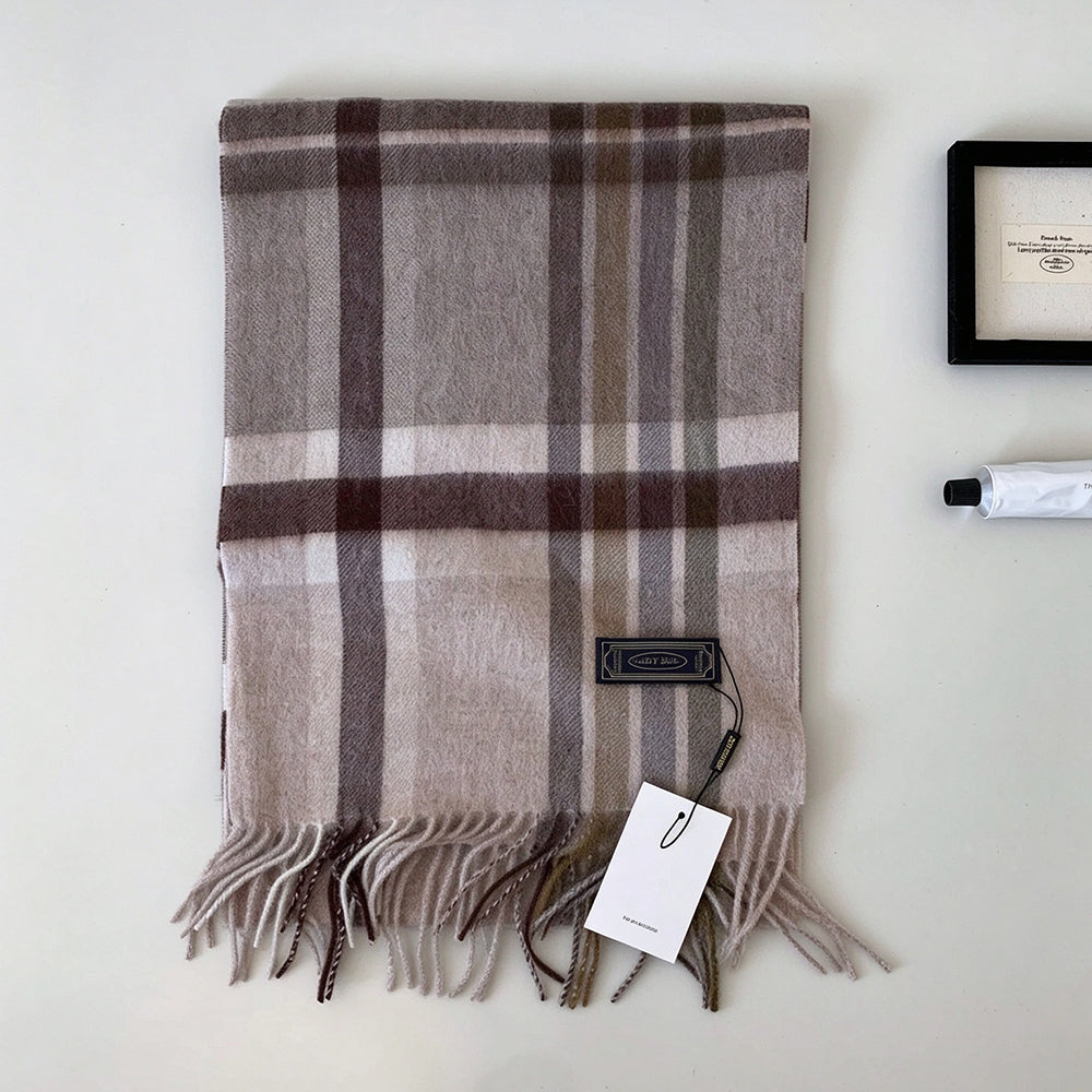 Vintage Plaid Fringe Scarf - DippedShop Wholesale - #5491