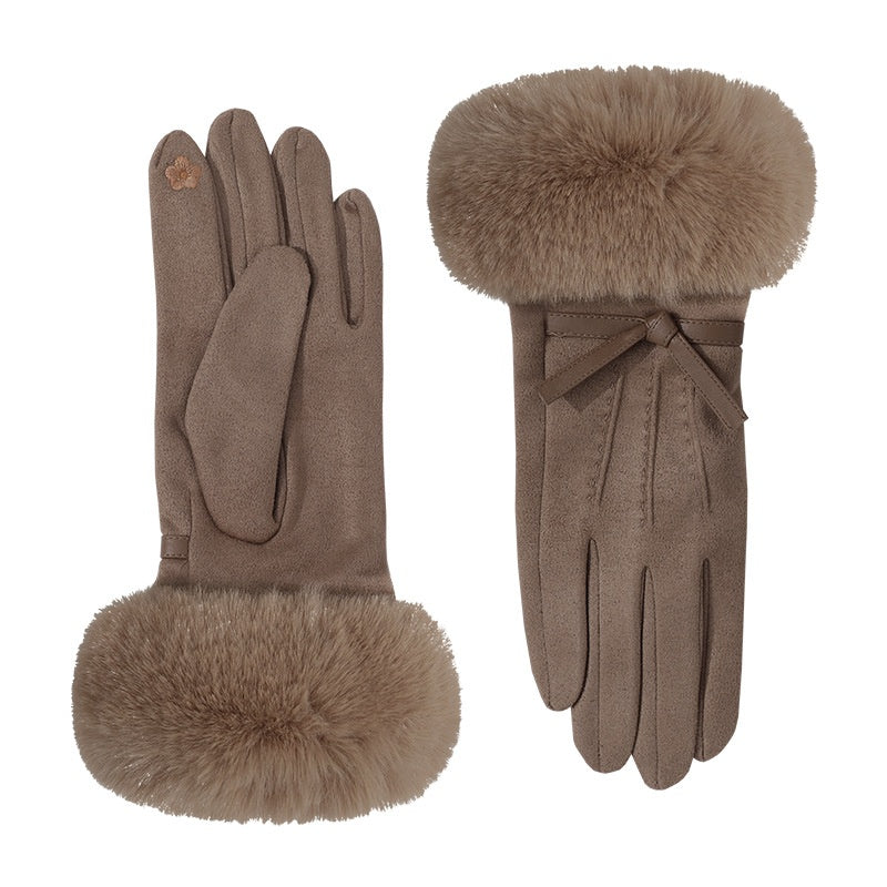 Vintage Autumn Suede Touch Screen Thicken Gloves 6W6GLO76