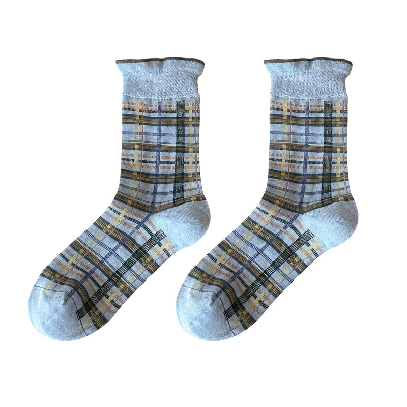 Plaid Striped Slouchy Socks - DippedShop Wholesale - #1075