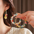 Colorful Crystal Pearl Woven Hoop Earrings 6W6JER833