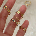Floral Enamel Ring - DippedShop Wholesale - #5379