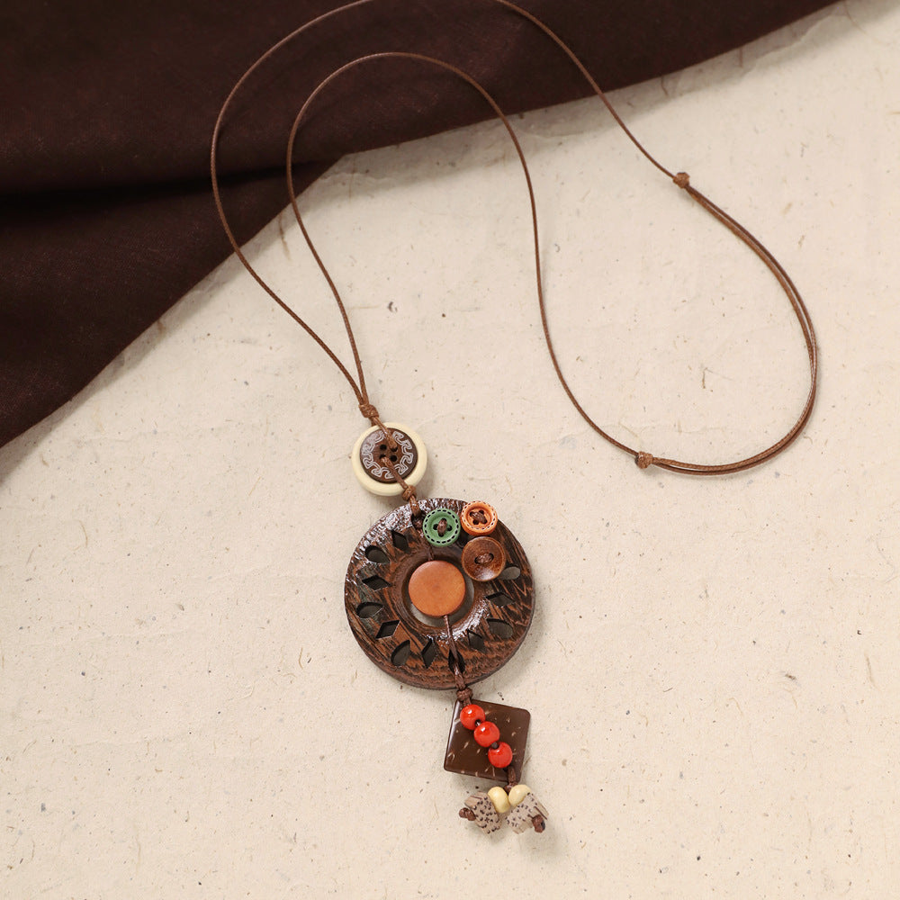 Coconut Shell Pendant Necklace - DippedShop Wholesale - #9811