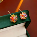 Cute Colorful Glass Crystal Flower Stud Earrings 6W6JER757
