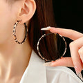 Trendy Leopard Print Circle Statement Hoop Earrongs 6W6JER758