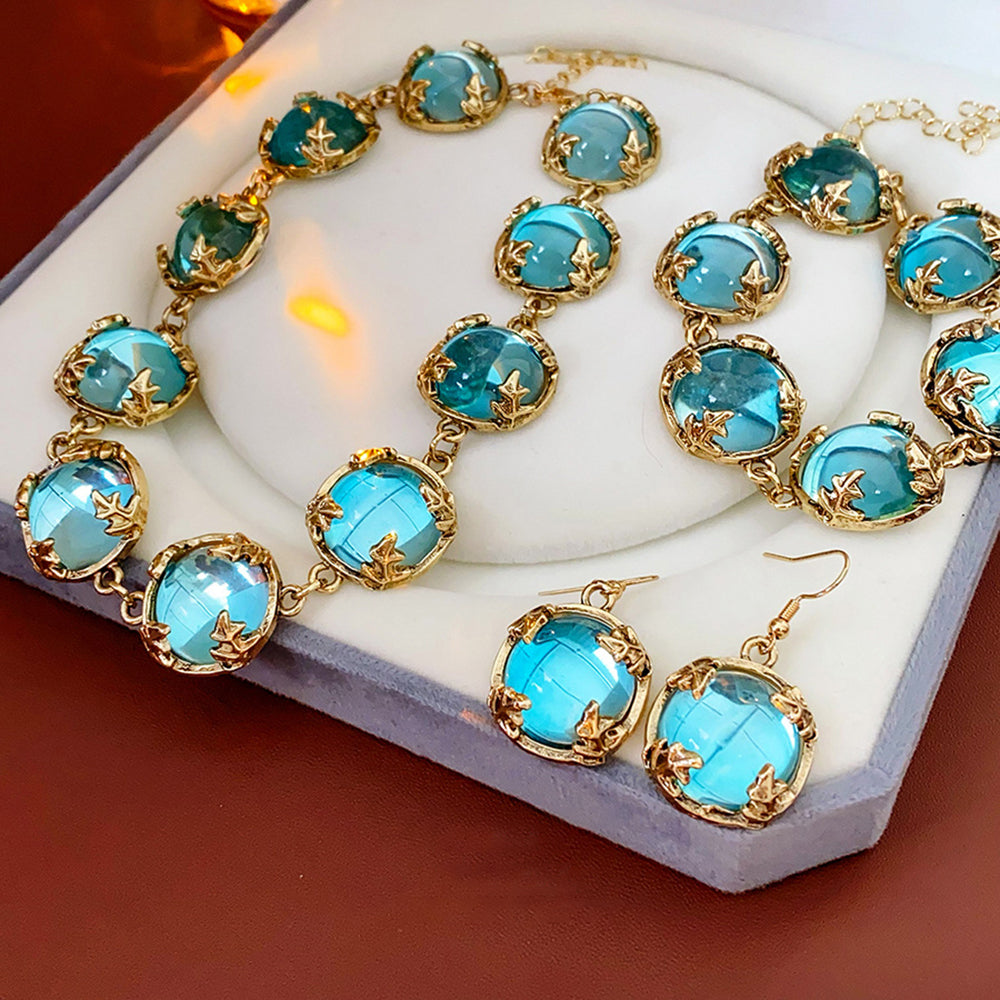 Vintage Gold Plated Geometry Resin Necklace 6W6JNC914