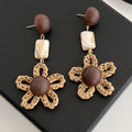 Raffia Flower Drop Earrings - DippedShop Wholesale - #3011