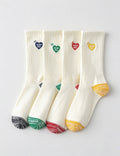 Heart Embroidery Rib Socks - DippedShop Wholesale - #1699