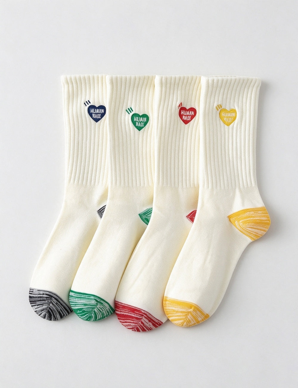 Heart Embroidery Rib Socks - DippedShop Wholesale - #1699