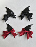 Halloween Black Bow Bat Wing Hair Clips Set 6W6HCP1310