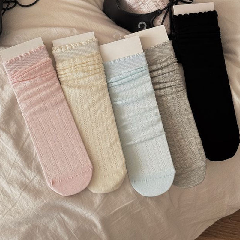 Fresh Solid Color Thin Breathable Scrunch Socks 6W8FSO744