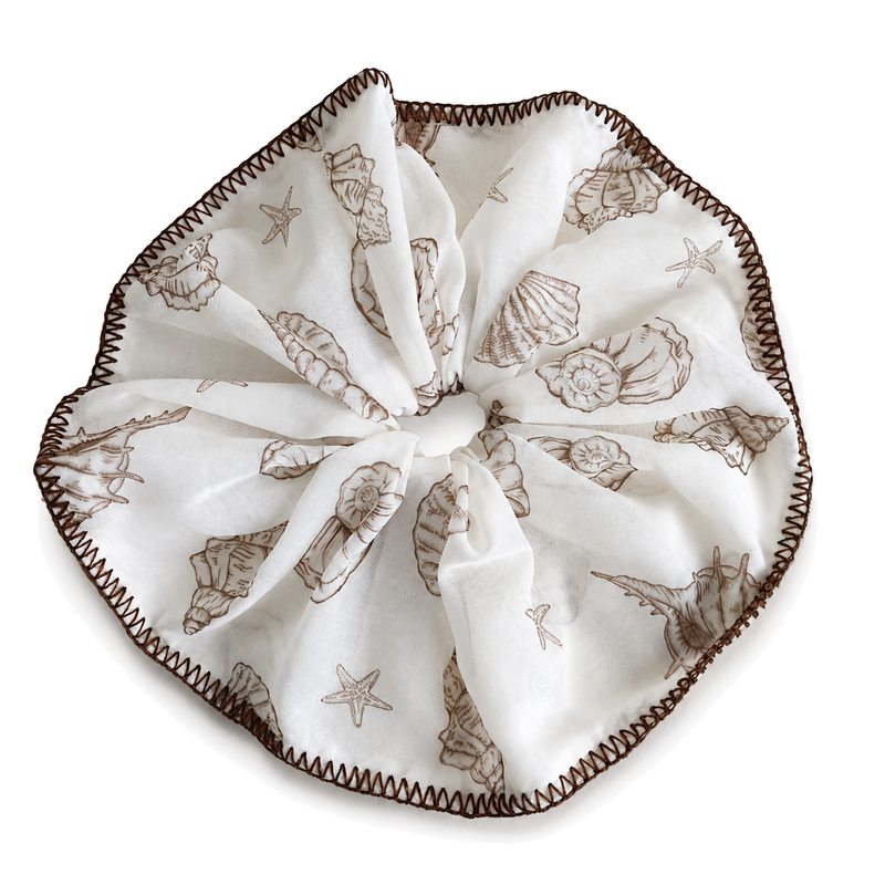 Fresh Starfish Shell Print Ruffled Scrunchies 6W6HSR345