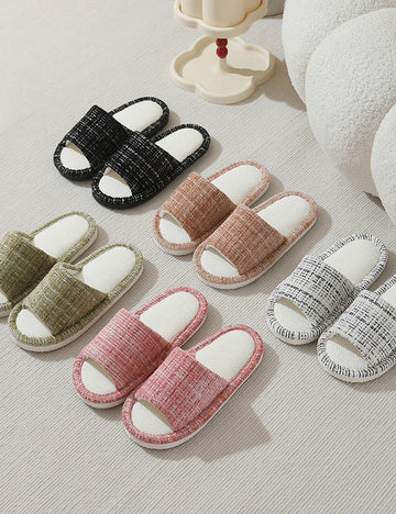 Linen Open Toe Slippers - DippedShop Wholesale - #5603