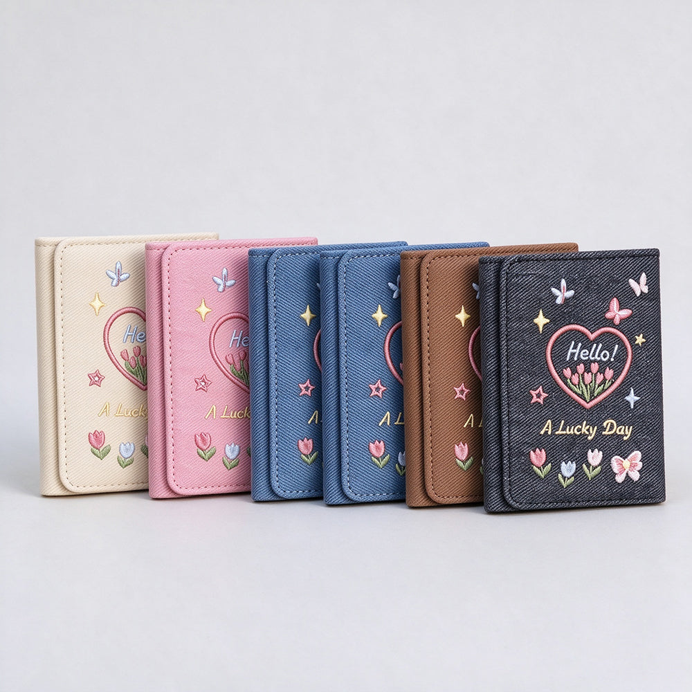 Butterfly Embroidery Trifold Wallet - DippedShop Wholesale - #8291