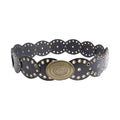 Retro Western Oval Buckle Wide Disc Waist Belt 6W6JBT234