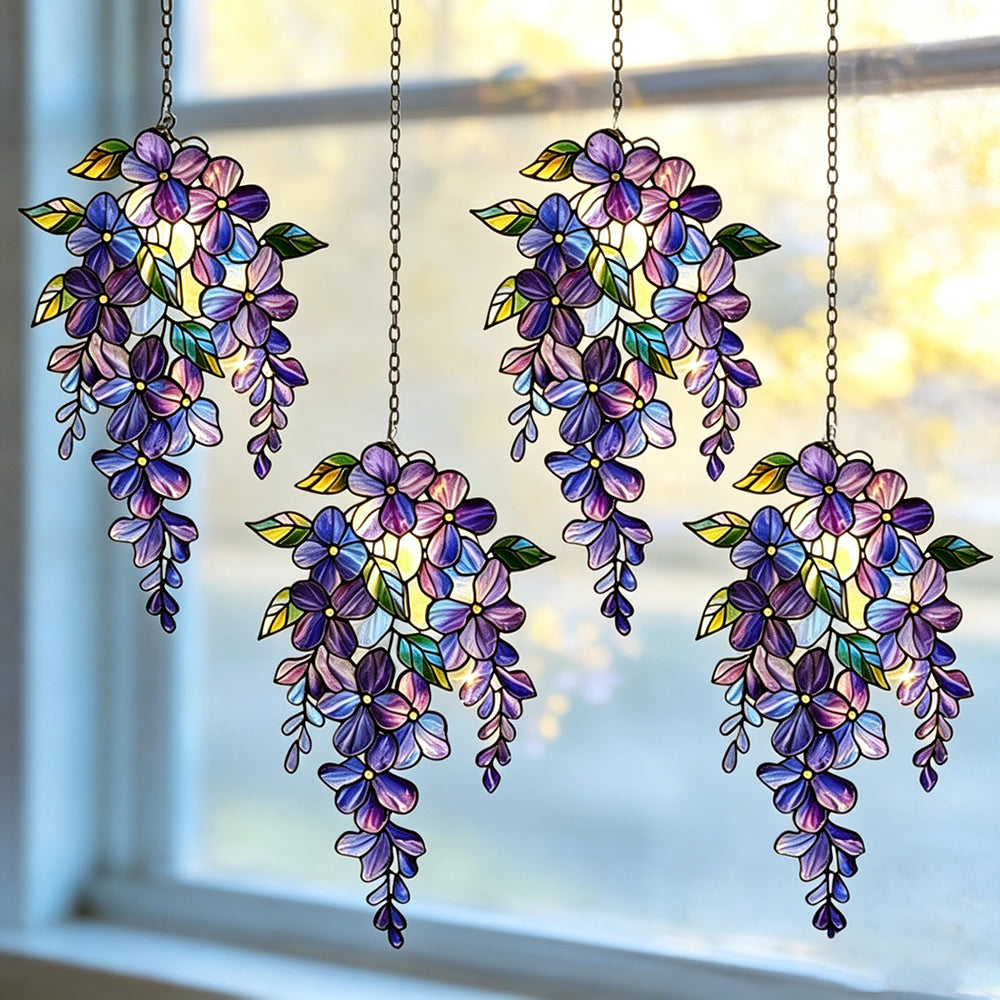 Wisteria Flower Stained Glass Window Hanging Suncatcher 6H7HLS194